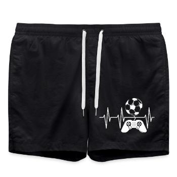 Soccer gamer gaming pulse heartbeat ball icon - Swim Trunks - black - Front - AI Model Male 185 light (185cm)