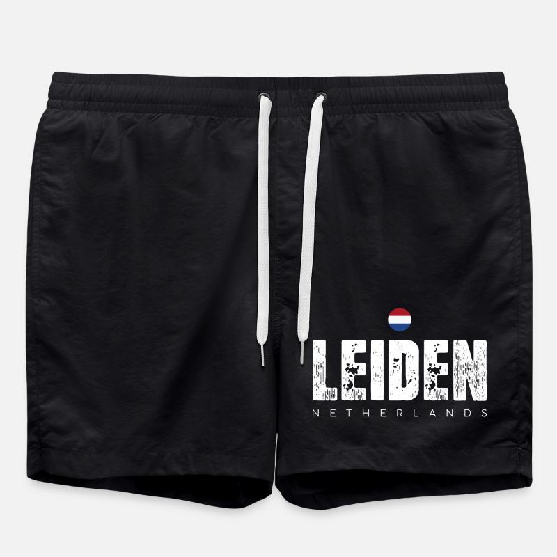 Leiden City Distressed Print - Swim Trunks - black