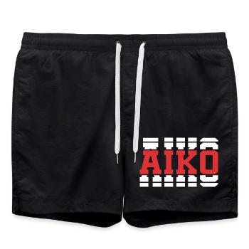 Aiko t-shirt t-shirt idée cadeau texte empilé - Short de bain - noir - Devant - AI Model Male 185 light (185cm)