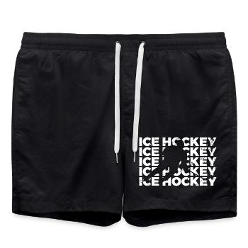 Eishockey - Badeshorts - Schwarz - Vorne - AI Model Male 185 light (185cm)