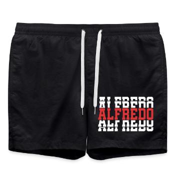 Alfredo t-shirt stacked text gift idea - Swim Trunks - black - Front - AI Model Male 185 light (185cm)