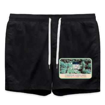 Illustration Château-Gaillard, Loire Valley - Swim Trunks - black - Front - AI Model Male 185 light (185cm)