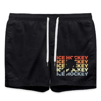 Ice Hockey Vintage Look - Badeshorts - Schwarz - Vorne - AI Model Male 185 light (185cm)