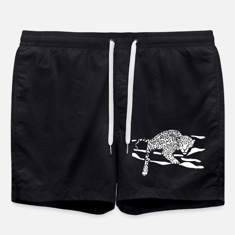Leopard Jump Silhouette - Swim Trunks - black