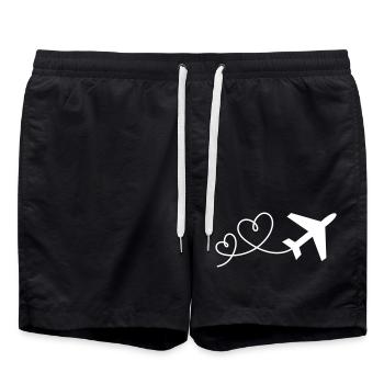 Avion avec des cœurs (les couleurs peuvent être changées) - Short de bain - noir - Devant - AI Model Male 185 light (185cm)