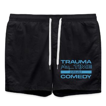 Trauma + Time = Comedy - Swim Trunks - black - Front - AI Model Male 185 light (185cm)