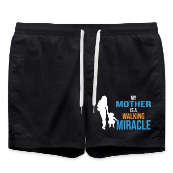My mother is a walking miracle-Mutter das Wunder - Badeshorts - Schwarz - Vorne - AI Model Male 185 light (185cm)