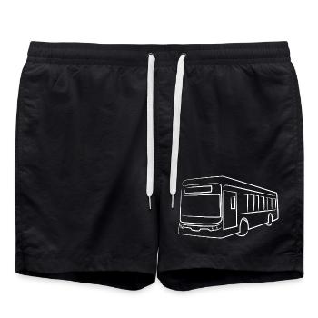 Bus Strichzeichnung - Badeshorts - Schwarz - Vorne - AI Model Male 185 light (185cm)