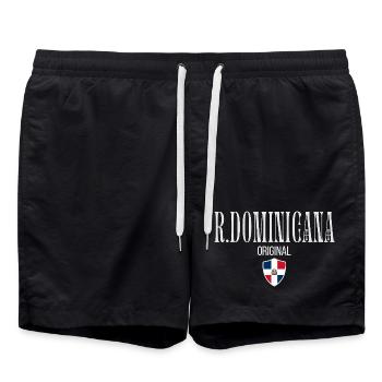 Original von Dominikanische Republik, Dominikanischer Stolz - Badeshorts - Schwarz - Vorne - AI Model Male 185 light (185cm)