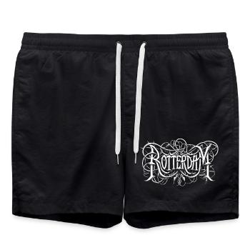 Rotterdam heavy metal headbanger typography - Swim Trunks - black - Front - AI Model Male 185 light (185cm)