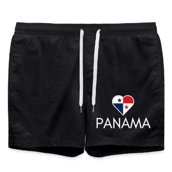 Herz mit Panama-Flagge, ich liebe Panama - Badeshorts - Schwarz - Vorne - AI Model Male 185 light (185cm)