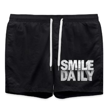 Smile daily – Monumental calendar letters - Swim Trunks - black - Front - AI Model Male 185 light (185cm)