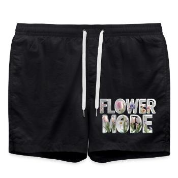 FLOWER MODE – 3D Letters voller Blütenpracht - Badeshorts - Schwarz - Vorne - AI Model Male 185 light (185cm)