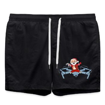 Le Père Noël à l’aventure en drone - Short de bain - noir - Devant - AI Model Male 185 light (185cm)