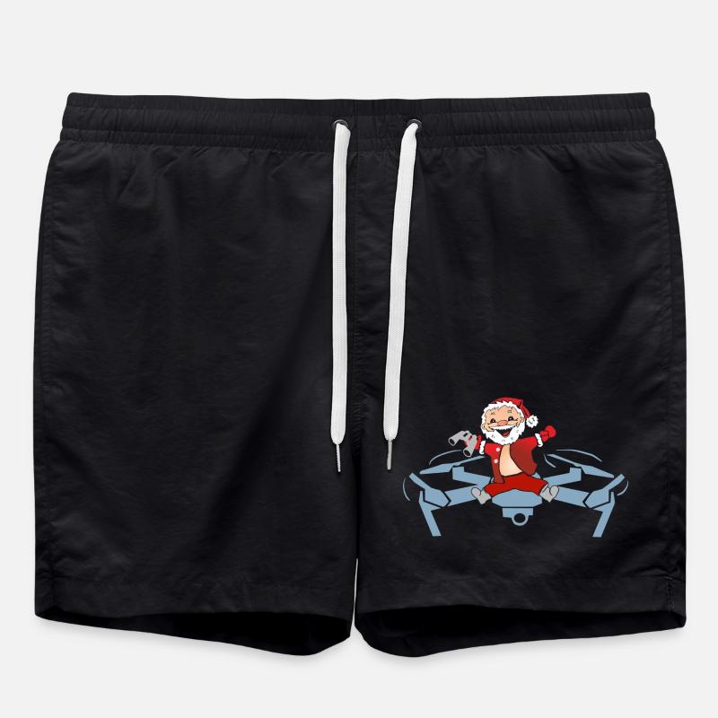 Weihnachtsmann auf Drohne Abenteuer - Badeshorts - Schwarz