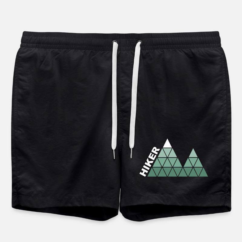 "Hiker" - Geometric Mountain Design - Swim Trunks - black