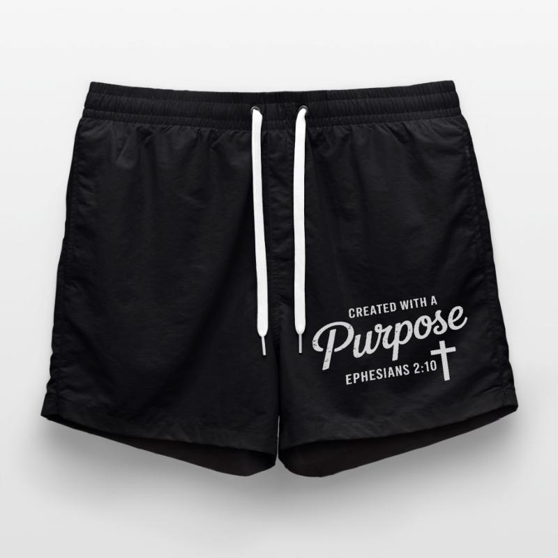 Purposeful Script Cross Ephesians 2:10 Swim Trunks