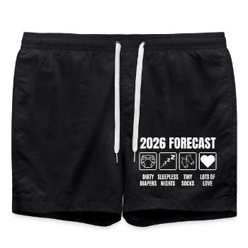 Bébé bientôt prévu pour 2026 : une fête prénatale drôle - Short de bain - noir - Devant - AI Model Male 185 light (185cm)