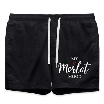 My Merlot Mood Wein Spruch für Genießer - Badeshorts - Schwarz - Vorne - AI Model Male 185 light (185cm)