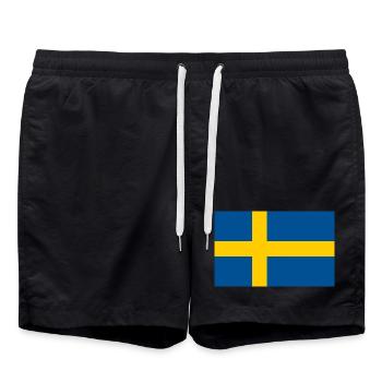 Swedish Flag Nordic Cross - Swim Trunks - black - Front - AI Model Male 185 light (185cm)