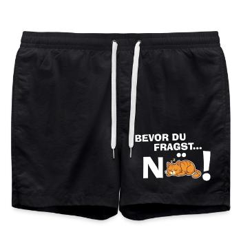 Avant que tu ne demandes... NON! Cadeau drôle de chat - Short de bain - noir - Devant - AI Model Male 185 light (185cm)