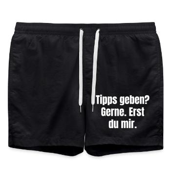 Give tips? You're welcome. First you me. - Swim Trunks - black - Front - AI Model Male 185 light (185cm)