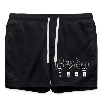 Fléchettes, fléchettes, fléchettes Gebärdensprache_Wei ß - Short de bain - noir - Devant - AI Model Male 185 light (185cm)