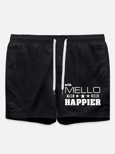 Hello You Are Happier - Stars Typo - Swim Trunks - black