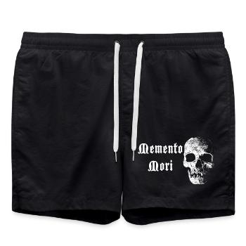 Crâne de Memento Mori – Contraste blanc - Short de bain - noir - Devant - AI Model Male 185 light (185cm)