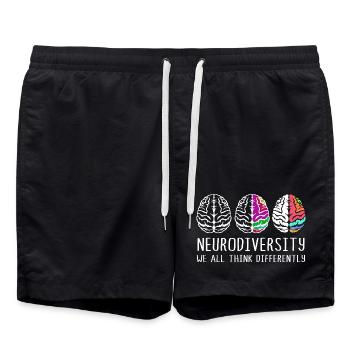 Neurodiversity Autism Brain ADHD Asperger - Swim Trunks - black - Front - AI Model Male 185 light (185cm)
