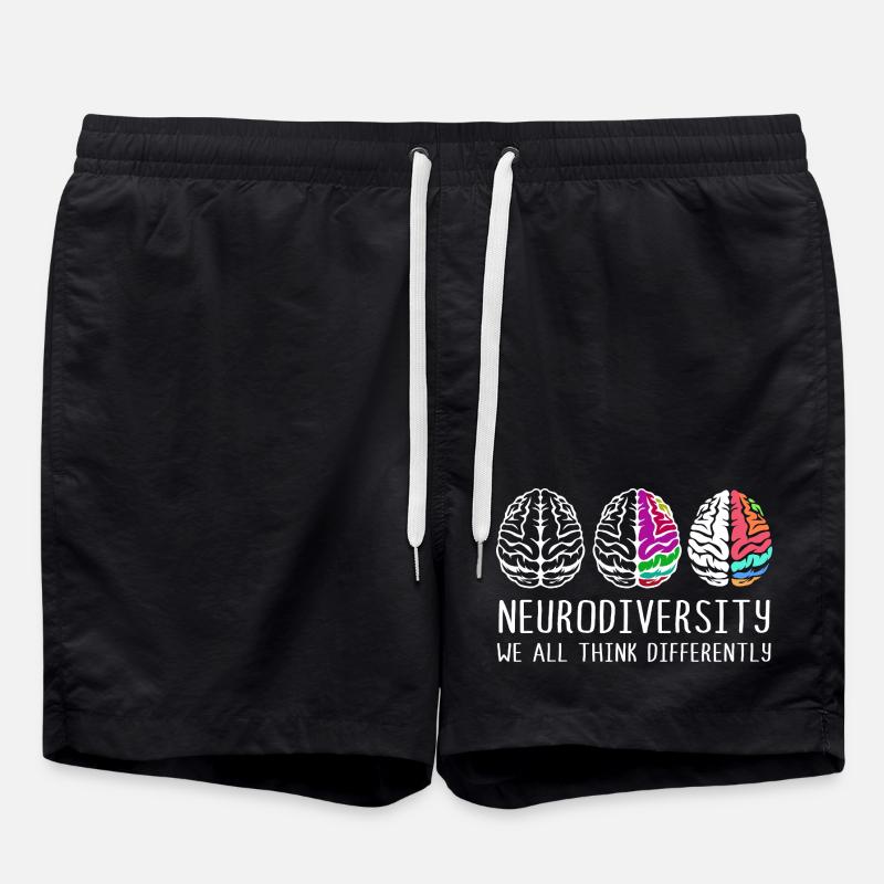 Neurodiversity Autism Brain ADHD Asperger - Swim Trunks - black