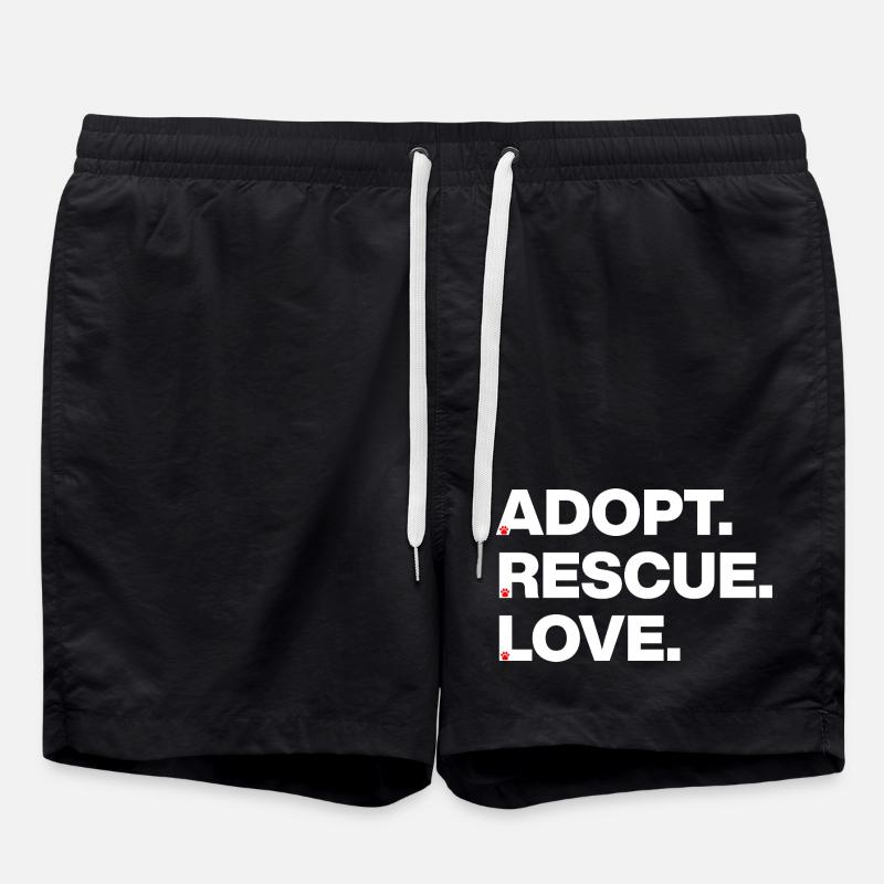 PFOTEN LIEBE, ADOPT RESCUE LOVE! 🐾 TIERADOPTION - Badeshorts - Schwarz