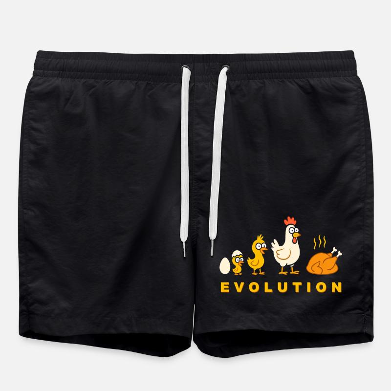Evolution Chicken Broiler Chicken Funny - Swim Trunks - black