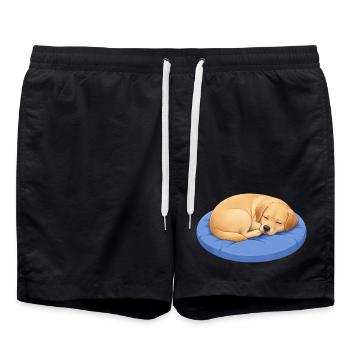 Cute Labrador Retriever Cartoon Dog Cuddling - Swim Trunks - black - Front - AI Model Male 185 light (185cm)