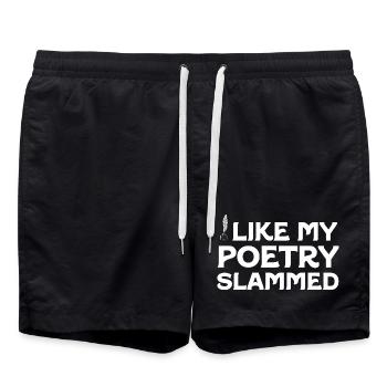 Bold Quill Poetry Slam Graphic Tee - Swim Trunks - black - Front - AI Model Male 185 light (185cm)