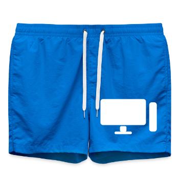 Minimal PC Setup Icon – Gamer Design - Badeshorts - Cobalt blue - Vorne