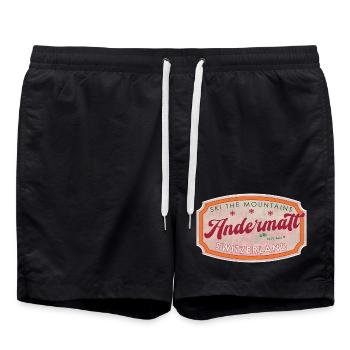 Andermatt Schweiz Ski Vintage Label - Badeshorts - Schwarz - Vorne - AI Model Male 185 light (185cm)