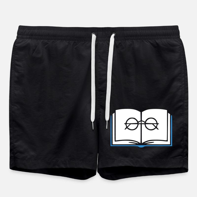 Book and Glasses Outline - Swim Trunks - black