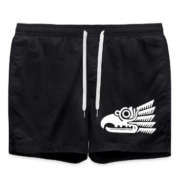 White tribal bird head - Swim Trunks - black - Front - AI Model Male 185 light (185cm)