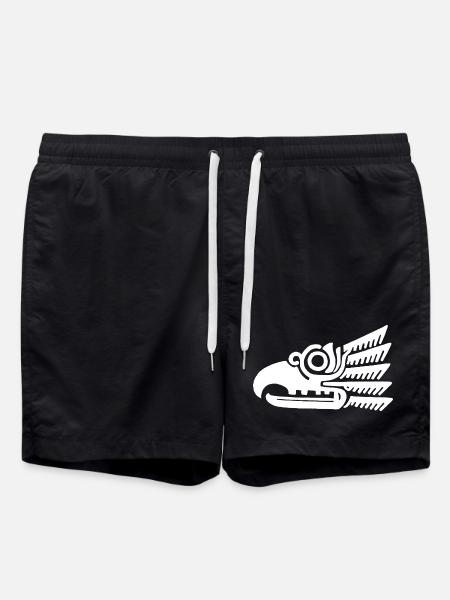 White tribal bird head - Swim Trunks - black