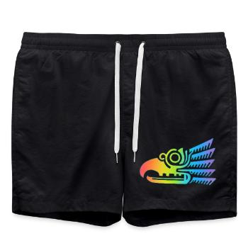 Multicolor tribal bird head - Swim Trunks - black - Front - AI Model Male 185 light (185cm)