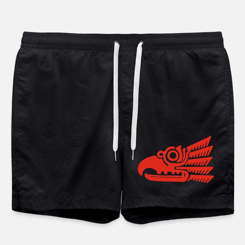 Tête d'oiseau tribal rouge - Short de bain - noir