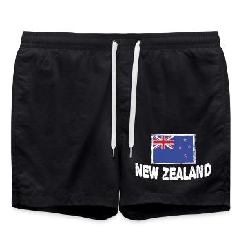 Drapeau néo-zélandais de la Nouvelle-Zélande - Short de bain - noir - Devant - AI Model Male 185 light (185cm)