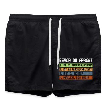 Computer BEVOR DU FRAGST 1.IST ES ANGESCHLOSSEN? - Badeshorts - Schwarz - Vorne - AI Model Male 185 light (185cm)