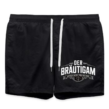 Groom Last game before marriage Bachelor party - Swim Trunks - black - Front - AI Model Male 185 light (185cm)