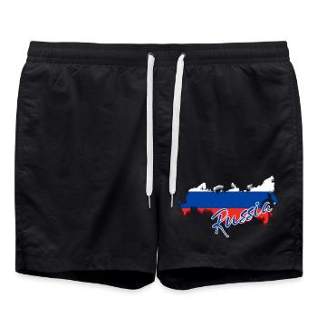 Karte mit der Flagge Russlands, ich liebe Russland - Badeshorts - Schwarz - Vorne - AI Model Male 185 light (185cm)