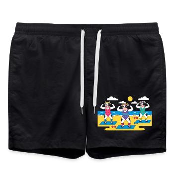 Cow Yoga Beach - Swim Trunks - black - Front - AI Model Male 185 light (185cm)