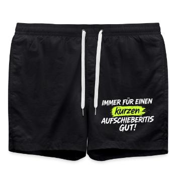 Kurze Aufschieberitis Humor Shirt - Badeshorts - Schwarz - Vorne - AI Model Male 185 light (185cm)