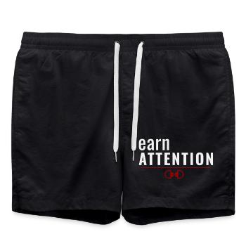 Attirez l’attention – Le respect se mérite - Short de bain - noir - Devant - AI Model Male 185 light (185cm)