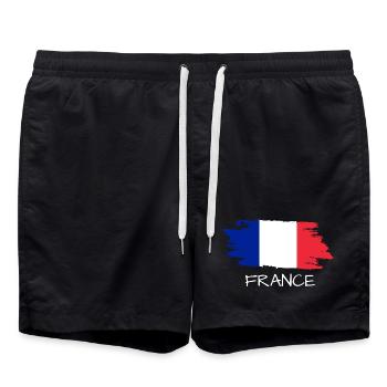 Drapeau français - Short de bain - noir - Devant - AI Model Male 185 light (185cm)